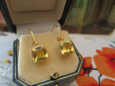 $29.95 • Buy Vintage Art Deco Design Jewellery Yellow Gold Citrine  White Sapphire Earrings