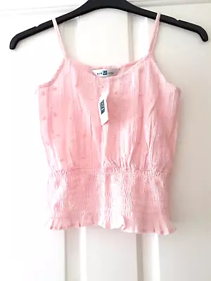 New With Tag New Look Vintage Y2K 90s 2000s Fairycore Pink Beaded Crop Top 8-10 • £10