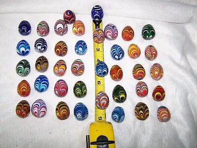 6 Mixed Murano Blown Glass Eggs Easter Bunny Kegel Yoni Miniature Marble Balls • $20