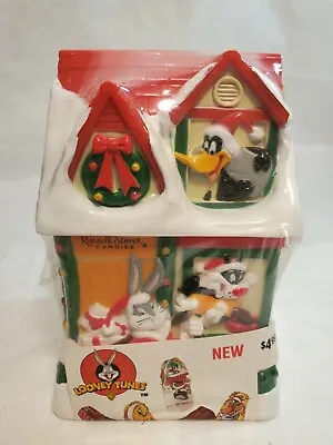 Russell Stover Candies Looney Tunes Christmas House Hard Plastic Piggy Bank 1997 • $11.25
