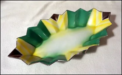 Vintage Noritake Art Deco Geometric Design Air Brushed Pointed Oval Dish #A2747 • $24.99