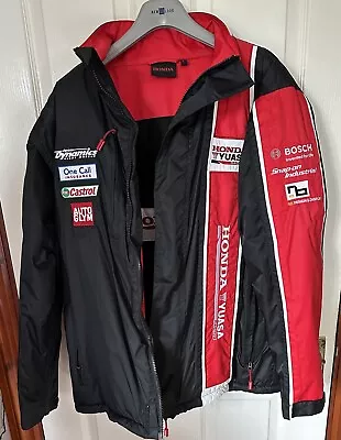 Mens Honda Yuasa Jacket Red Black UK Size XL Touring Car Racing Branded Adverts • £45