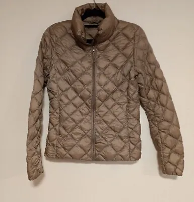 $22 • Buy UNIQLO Brown Down Jacket Light Weight Zip Up Pockets Size XS