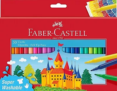 Faber-Castell Felt Tip Pens - Super Washable - Pack Of 50 - 554204 • £9.29