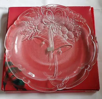 Mikasa Crystal Holiday Bells Hostess Platter 14 3/4  RC197/516 (In Original Box) • $10
