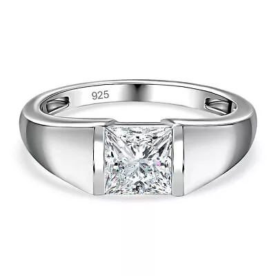 TJC 1.19ct Moissanite Solitaire Ring For Women In Platinum Over Silver • £33.99