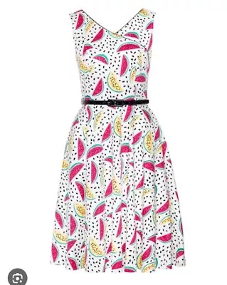 Review Dress Womens Size 10 Watermelon Fit & Flare Cotton White Pink Cotton • $50