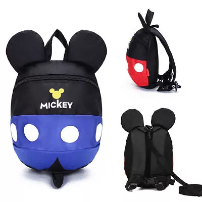 Kids Girl Boys Backpacks Toddler Mickey Mouse Safety Harness Reins Bag Rucksack` • £12.69