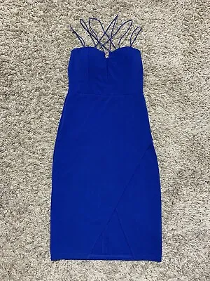 Ladies Rare London Cocktail/Prom Dress In Electric Blue Size 12 Front Slit EUC • £19.99