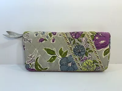 VERA BRADLEY Clutch TRAVEL ENVELOPE Wallet WATERCOLOR Gray Flowers • $8.99