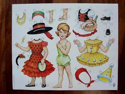 Vintage German Paper Dolls Uncut One Sheet PV Pestalozzi - Verlag 1964 • $7.99