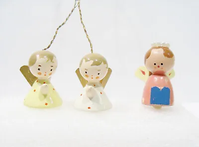 Erzgebirge Style Italy Angel Girls Praying Wooden Wood Miniature Vntg Ornaments • $12.99