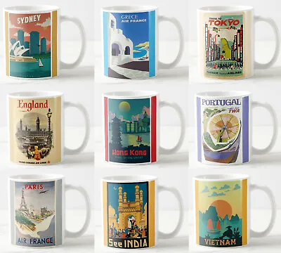 £11.99 • Buy Vintage Travel Coffee Mugs - Travel Vacation Posters - Gift - Coaster - Holiday