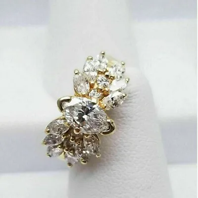 2 Ct Lab Created Marquise  14K Yellow Gold Plated Solitare Engagement Ring • $118.99