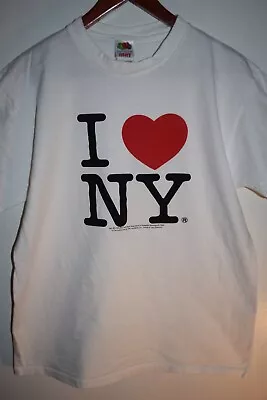I Love New York NY Vtg T Shirt Tag L Fits Medium M/L White EUC • $7
