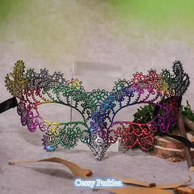 Lace Eye Rainbow Multi-Colour Mask Masquerade Carnival Venetian Mardi Gras Party • $2.99