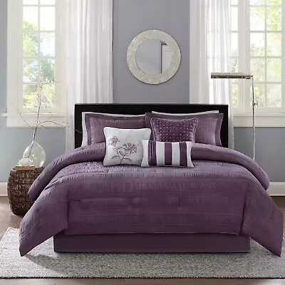 Madison Park Sheridan 7-Piece Comforter Set With Throw Pillows - Purple Cal/King • $51