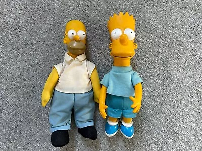 Vintage Homer & Bart Simpson Toy Figure Soft Body Plastic Head The Simpsons 1990 • £17.95