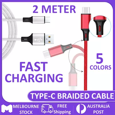 2M USB Type C Charger Cable FAST Charging For Samsung S20 S10 S9 S8 Plus Note 8 • $8.33