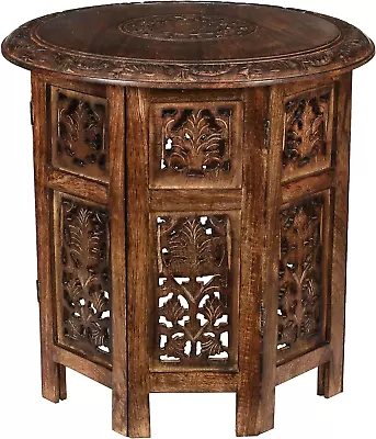 Small Table Round End Table Side Tables Living Room 18X18 - Octangle Burnt • $107.19