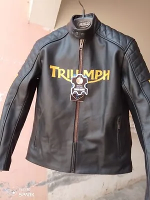 Men Genuine Triumph Biker Leather Jacket / Triumph Jacket With CE Armour • $145