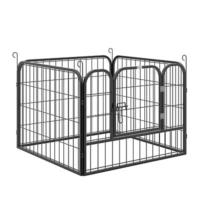 Pawhut Metal Pet Playpen Dog Kennel W/Door Latches In/Outdoor Use 82Lx82Wx60Hcm • £40.99