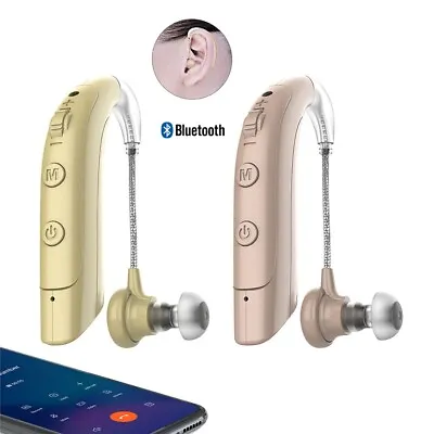Bluetooth BTE Hearing Aids Rechargeable Sound Amplifier Enhancer Noise Reduction • $60.82