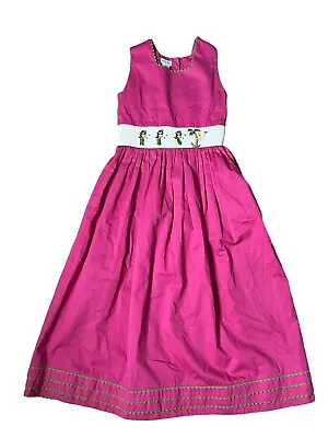 Vive La Fete Dress Pink Corduroy Hula Sleeveless Ties In Back Ric Rac Trim Sz 12 • $33.72