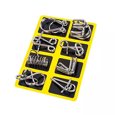 8Pack Metal Wire Puzzle IQ EQ Mind Brain Teaser Montessori Early Educational Toy • $11.97