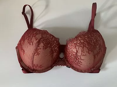 VICTORIAS SECRET ‘Bombshell’ Bra 32D Red Lace Plunge Push Up • $30