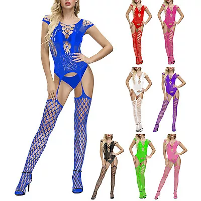 Womens Bodysuit Crotchless Lingerie Romper Bodystockings Adults Jumpsuit Teddy • $16.18