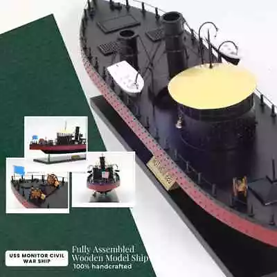 USS Monitor Civil War Ironclad Wooden Ship Scale Model 24  US Navy Warship Boat • $563.86