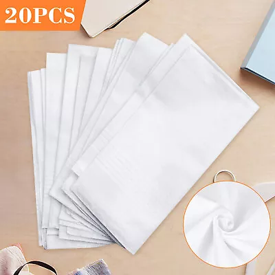 20Pcs White Cotton Men Handkerchiefs Hanky Pocket Square Hankie Lot Set Vintage • $15.98