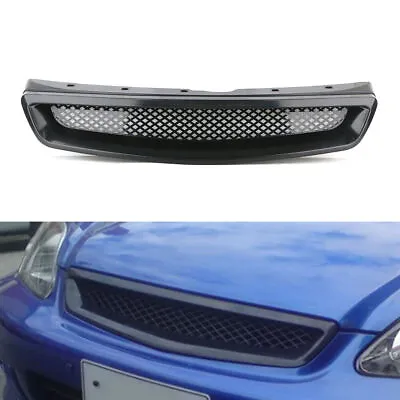 Fit Honda Civic 1999-2000 JDM Style Front Hood Mesh Black Grille ABS Grill 99-00 • $17.40