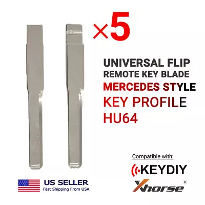 5x Flip Remote Key Blades Xhorse And Keydiy Mercedes Type HU64 • $9.75