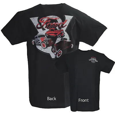 Ford T-Shirt - Black W/ Ford Model A V8 Logo / Emblem - Hot Rod Car & Truck 5xl • $13.19