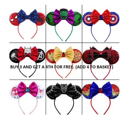 £7.49 • Buy Minnie Mouse Marvel, Avenger Thunder Mountain Soda Cap Ears Disney Park Headband