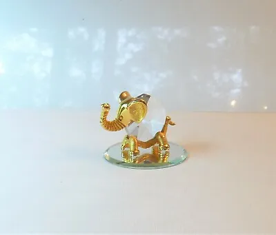 SWAROVSKI Crystal Gold TRIMLITE Elephant ~ 52506 Signed ~ W/Display Mirror • $12.99