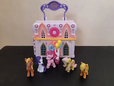 My Little Pony Pinkie Pie Donut Shop Carry Case & 5 Ponies Inc Rarity Apple Jack • £10