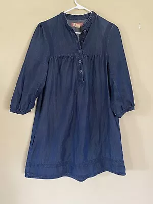 H&M Women's 3/4 Sleeve Button Front Cotton Denim Dress Size 10 EUC Pockets • $16