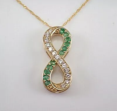 1.50Ct Round Cut Simulated Emerald Infinity Charm Pendant 14K Yellow Gold Plated • $144.99