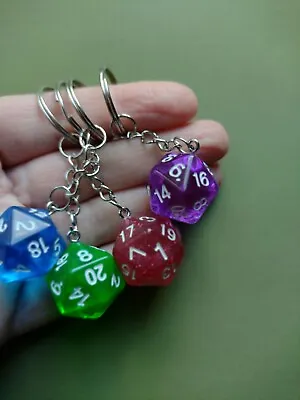 One Dungeons And Dragons  Dice On Silver Colour Keyring(Colour Picked At Random) • £3.99