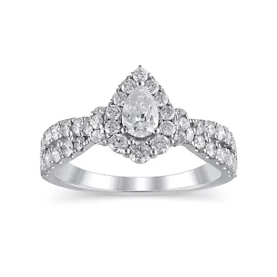 $3131.87 • Buy 10K Gold 1.33Ct Diamond Halo Engagement Wedding Ring (I2 Clarity, H-I Color)