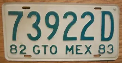 SINGLE MEXICO State Of GUANAJUATO LICENSE PLATE - 1982/83 - 73922D - BUS • $12.99