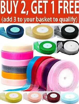£2.79 • Buy Organza Ribbon 10mm Many Color 50 Yards Rolls Buy 2 & Get 1 Free ADD 3 IN BASKET