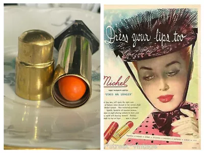 Vintage Michel Cosmetics  Lipstick Gold Metal Bullet Tube New Scarlet Poppy • $25.19