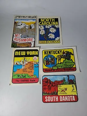 5 Vintage State Travel Decals Stickers Car & Luggage  • $28.79