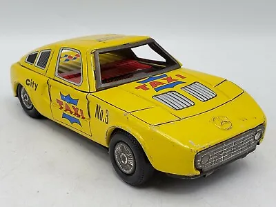Vintage Yone Mercedes Benz City No.3 Taxi Tin Friction Toy Car - Yellow / Japan • $25.82