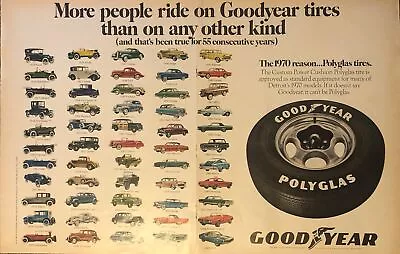 1970 Goodyear Polyglas Tires VTG 70s PRINT AD Classic Cars Most Popular 55 Years • $19.85