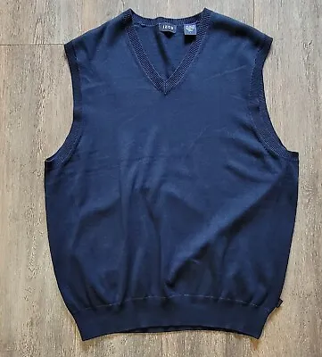 Izod Mens Size L Blue V Neck Sweater Vest 90s Y2K • $12.89